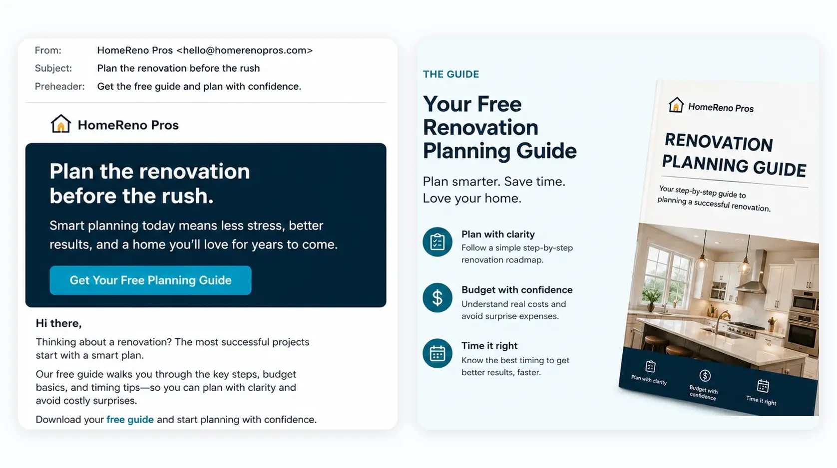 Placeholder for a designed marketing email and branded lead magnet.