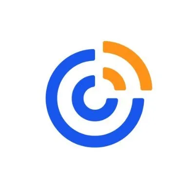 Blue and orange spiral logo with concentric circular arcs forming a 'G' shape, representing connectivity or technology