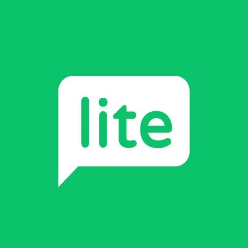 Lite messaging app logo featuring the word 'lite' in green text inside a white rounded speech bubble on a bright green background