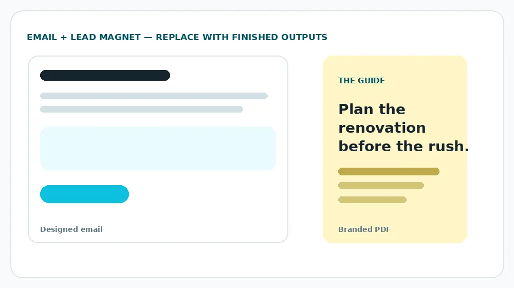 Placeholder for a designed marketing email and branded lead magnet.