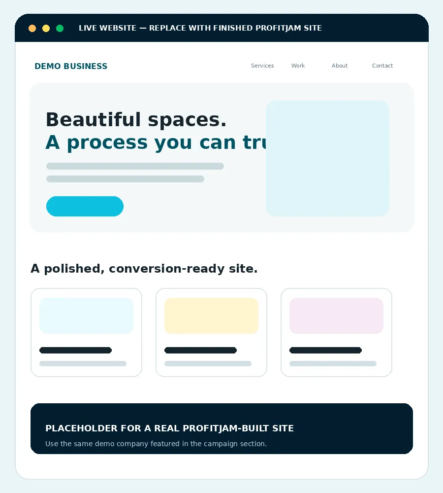 Placeholder for a polished website built in ProfitJam.
