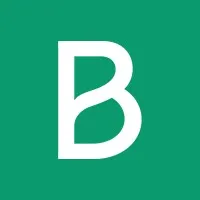 White letter B on a teal green square background, minimalist logo design
